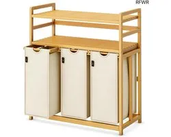 RFWR® Wasmand met 3 vakken en uittrekbare lings - Beige
