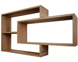 Étagère murale Coemo 'Karo' Noyer foncé bibliothèque bois | Etagère suspendue MDF 4 compartiments Etagère flottante pour salon, chambre et cuisine