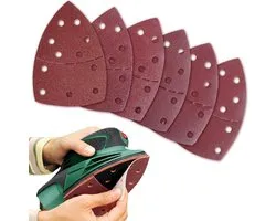 60 feuilles de papier abrasif pour ponceuse triangulaire, 11 trous, avec granulométries 40/60/80/120/180/240, avec fermeture à velcro, compatible avec Bosch PSM 100A, PSM 160, PSM 200 AES, PSM 18, PDA 180 et autres modèles.