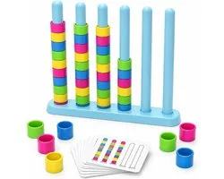 Wooden Color Match Challenge Game,Travel Stacking Game - 4 Quick Puzzle Game for Family, Teens, Adults - Fun Tabletop Game