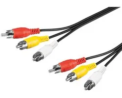 Goobay Composiet audio-videokabel 1,5 m, 3 cinch-stekkers naar 3 cinch-stekkers, RG59 afgeschermd, rood/wit/geel