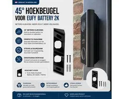 Support d'angle 45° pour sonnette vidéo Eufy 2K Battery - Version batterie (S220 / T8210) – Support de montage en coin – Matériel de fixation inclus – Noir