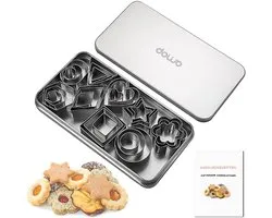 DOWO® - Ensemble d'emporte-pièces - Formes 30 pièces - Coeur - Étoile - Bloem- Formes de biscuits rondes - Acier inoxydable - Biscuits