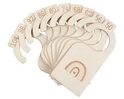 HAGOT 10 Pcs Wooden Size Separators for Babies, Baby Clothes, Clothes Divider, Wardrobe Dividers for Baby Clothes, Size Chart 50-104, for Clothes Classification (Wood)