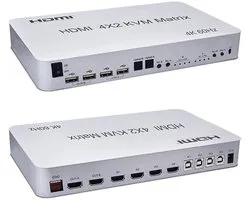 KVM Matrix Switch - Multi Monitor Switch - Computer Beheer - 4 In 2 Uit - 4K 60Hz HDR - Zwart