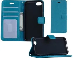 Hoesje - Geschikt voor Apple iPhone SE (2020) - Luxe Bookcase - Walletcase Hoes - Portemonnee - Cover - Telefoonhoes - Turquoise