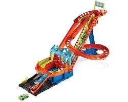 Hot Wheels City - Circuit de montagnes russes Roller Coaster Rally - Comprend 5 voitures - Jouet à partir de 4 ans - Voiture jouet - Petites voitures - Hotweels - Hotwheels Premium - Piste - Montagnes russes
