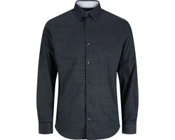 Lester print shirt slim fit - popeline - blauw (dark navy)