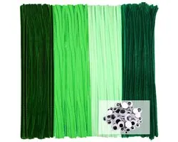Dailygoods- Pijpenragers 200 Stuks - Groene Serie - Chenilledraad - Wiebelogen - Buigbare Draad - Kunst/Craft Projecten