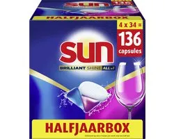 Sun - Vaatwastabletten - Brilliant Shine - All-in 1 - 136 Capsules - Voordeelverpakking