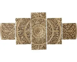 PTMD Sharlene Gold MDF antique sculpté panneau mural 5 pcs