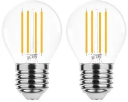 Modee E27 LED Lamp 4W - 470lm - 4000K - Neutraal Wit - LED Filament Globe Mini P45 - Vervangt 40W Halogeen Gloeilamp - 2 stuks