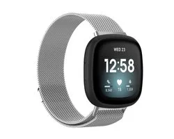 HYKS Everything you need - Milanees smartwatch bandje - Fitbit Versa 3 - Fitbit Sense - Zilver