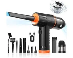 Air Duster - Dust cleaner - Vacuum cleaner - Compressed air - 3 speeds - Cordless - Rechargeable - 5 nozzles - Sofa cleaner - Black