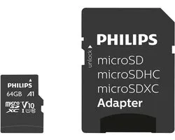 Philips Carte microSDXC 64 GB Class 10 avec adaptateur SD