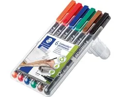 STAEDTLER Lumocolor F permanent pen - Box 6 kleuren