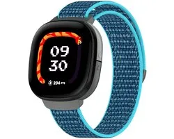 By Qubix - Compatible Fitbit bandje - Geschikt voor fitbit Ace LTE - Nylon loop band met klittenbandsluiting - Blauw