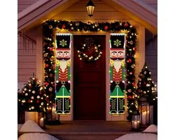 Décoration de Noël Casse-Noisette Soldat Casse-Noisette LED Bannière de Porte Casse-Noisette, Bannière de Porche de Noël 300D Rideau de Liaison pour Décoration Murale de Fête de Vacances