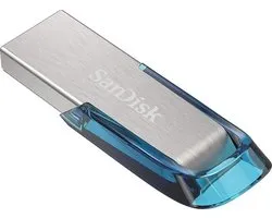 SanDisk Ultra Flair lecteur USB flash 128 Go USB Type-A 3.2 Gen 1 (3.1 Gen 1) Bleu, Argent