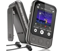 64GB MP3 Player Bluetooth 5.3 with Clip and Speaker, Sports Music Player with Touch Screen and Buttons, Independent Volume Control, FM Radio, Voice Recording, Expandable to 128GB