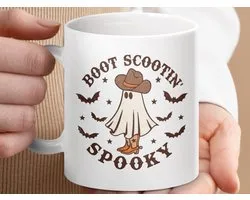 Mok Boot Scootin Spooky Cowboy Ghost Mug, Halloween Mug, Western Ghost Mug, Funny Ghost Mug, Fall Mug, Ghost Lover Mug
