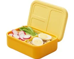 LunchBots - Medium Build-a-Bento - Platinum Siliconen Broodtrommel Kinderen - 3 Uitneembare Vakken - Geel