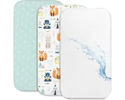 Sweety Fox Cododo Fitted Sheet (Set of 2) 1 Waterproof Mattress Protector with Elastic Band - 3-in-1 - Size 55x90cm - Compatible with Cribs, Cododo Bebe Mattress Bed - for Girls and Boys - Lemon