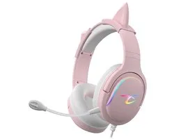 Casque de Gaming LED Subsonic Spectra – Casque stéréo rose avec éclairage RVB et microphone – pour PS5, Xbox, Switch et PC