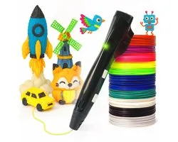 3Dandprint 3D Pen Starter Package Black - Comprend un filament de 50 mètres - 5 pochoirs