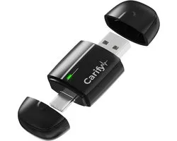 Carify® Carplay Dongle Pro 2-in-1 - Draadloze Apple Carplay & Android Auto Adapter - Bluetooth 5.4 - USB-A & USB-C - Draadloos Carplay - Zwart - 2026 Model