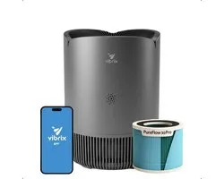 Vibrix PureFlow30 Pro Luchtreiniger / Air Purifier – HEPA + koolstoffilter – 180 m³/u – Voor kamers tot 30 m² – Ionisator – App-bediening – Zeer stil met slaapstand – Luchtkwaliteitindicator