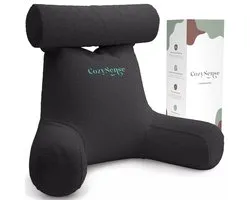 CozySense® Leeskussen voor in Bed - Ergonomisch Zitkussen - Boekkussen - Groot Relax Kussen - Verstelbare Vulling - Afneembare Hoes - CertiPUR® - Grijs