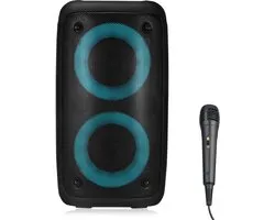 Enceinte Bluetooth portable – Haut-parleur sans fil avec éclairage LED coloré – Volume élevé – Micro inclus – Pour l'extérieur, les fêtes et le camping – Noir