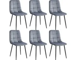 Colenis - Ela Eetkamerstoel - Set Van 6 - Grijs - Velvet - Design