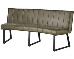 Eetkamerbank Menzo ovaal 180cm donkergroen microvezel ovale eetbank