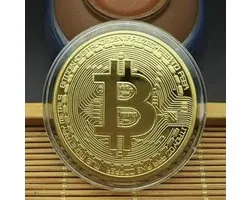 CHPN - Pièce Bitcoin dans un étui - Bitcoin - Pièce - Amateur de pièces - Cadeau - Couleur or - Crypto-monnaie physique - Crypto-monnaie - Dans un étui transparent