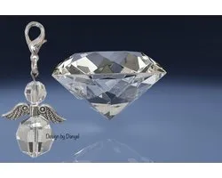 Beschermengel Swarovski kristal Hanger zilver, tashanger, sleutelhanger, kerstengel, kersthanger, kerst ornament, kerst, cadeau, autodecoratie, geluk engel, bescherm engel, engel, edelsteen, spiritueel, babyshower, gender reveal, kerstpakket