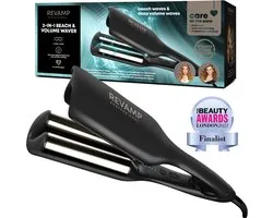 Revamp Progloss WV3000 Gaufrier 2 en 1 - Fer à friser Waves - Avec kératine, Huile de coco - Beach Waves And Volume