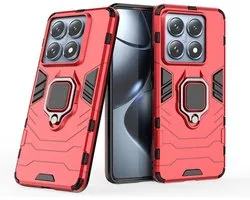 Coque Xiaomi 14T Pro - MobyDefend Double Couche Armor Case avec Support - Rouge - Étui pour Téléphone Portable - Étui de Téléphone Convient pour : Xiaomi 14T Pro