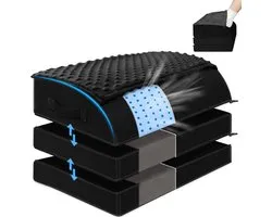 KingPavonini Under-desk footrest for office, 3 adjustable heights, gel memory foam foot stool with feet warm pocket for back, hip, legs discomfort relief, ergonomic footrest for office and