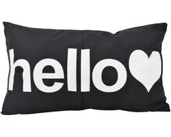 Sierkussen Hello Zwart | 30 x 50 cm | Katoen/Polyester