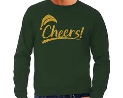 Bellatio Decorations Mauvais pull/pull de Noël pour hommes - bravo ! - vert - or pailleté - Fête de Noël XL