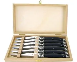 Laguiole Steakmessen Classique - 6 Stuks - 2,5mm - Zwart