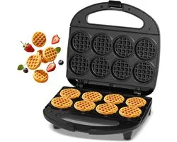 Mini gaufrier antiadhésif - Cuisson de 8 gaufres de 5 cm, design compact, idéal pour le petit-déjeuner et les fêtes