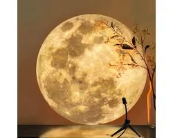 Daity Maanlamp Projector Nachtlamp - 360° Draaibare Maanlamp USB-aangedreven Verlichting met Standaard - Sfeerverlichting Fotografie Romantische Sfeerverlichting voor Selfie Achtergrond Slaapkamerdecoratie Maanfantasieliefhebbers