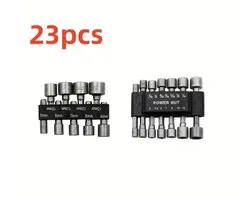 23-delige Doppenset & Moerdraaierset – Magnetische Nut Driver Bits 5–13 mm & SAE – Voor Boormachine en Schroefmachine