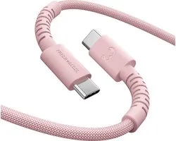 Fresh ‘n Rebel FlexWave USB-C naar USB-C Oplaadkabel - Extra lang (2m) - Siliconen gevlochten kabel - Ultraflexibel - 100W - Pastel Pink