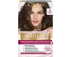 L'Oréal Paris Excellence Crème Middenbruin 4 - Permanente Haarkleuring - Rijk en levendig kleurresultaat - Haarverf