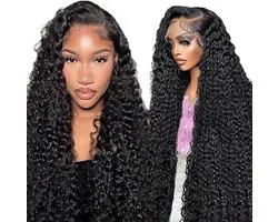 32 Inch Kinky Curly 13x1 Lace Front Human Hair Wig Glueless Echte menselijk haar dame pruik Unprocessed Brazilian 1B Natural Black Menselijk haar Pre Plucked With Hairline for Woman
