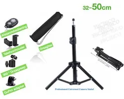 Mini Statief 50cm Pour Smartphone, Actioncam, GoPro, Fotocamera en Spiegelreflexcamera Inc. Bluetooth Afstandsbediening, Telefoonhouder, 360 ° Mini Bal Head et GoPro Adapter - Smartphone Statief - Camerastatief - Tripod - Light Stand – HiCHiCO®
